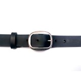 Boucle 3 cm n°18 "vieil argent" sur une ceinture cuir véritable croupon noir artisan Voyageur