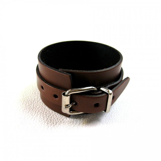 Bracelet de Force 1 boucle cuir véritable marron fabrication française artisan Voyageur